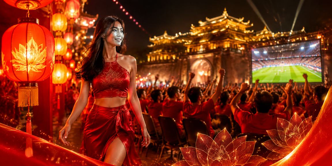 Người dùng tại chợ đêm Huế xem lịch bóng đá và đặt cược thể thao trên điện thoại