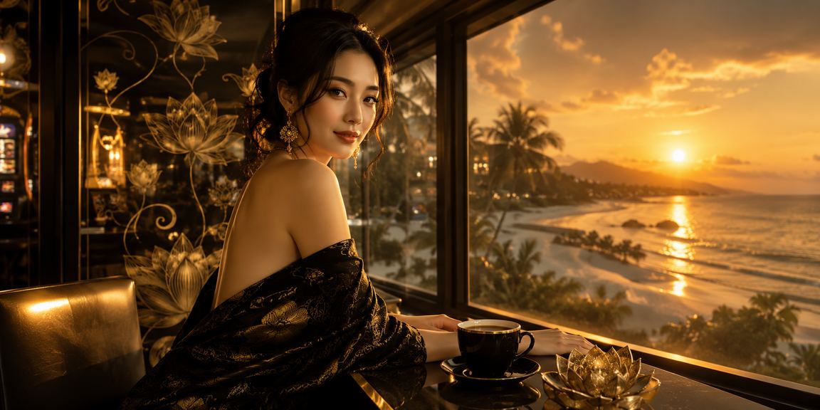 Người chơi trải nghiệm slot game tại Phú Quốc bên ly cà phê